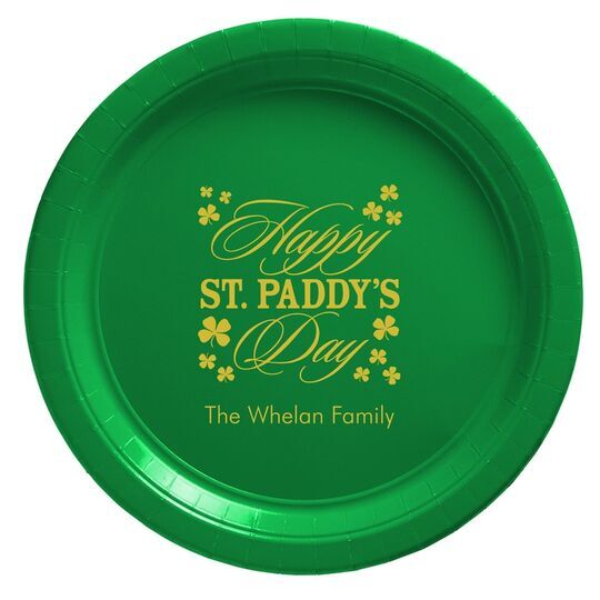 Happy St. Paddy's Day Clover Paper Plates